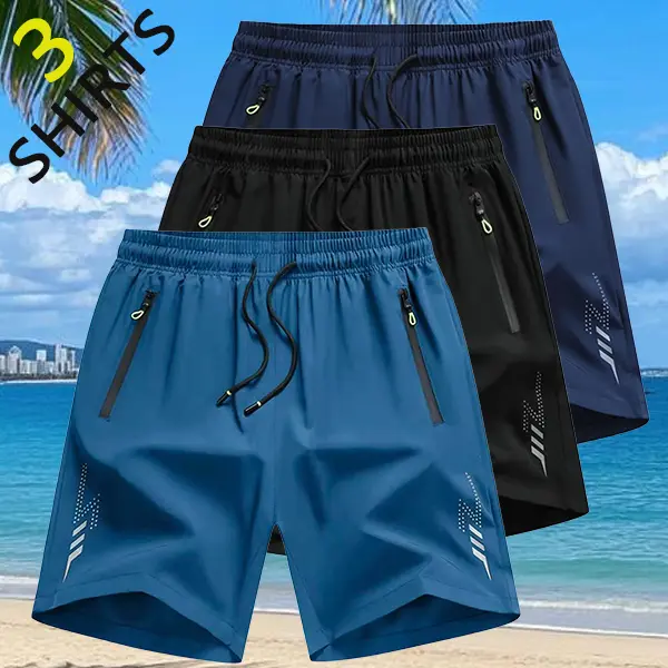 Men’s 3-pack quick-dry athletic shorts, casual beach shorts for running, fitness, outdoor activities, and everyday wear, breathable and comfortable fabric