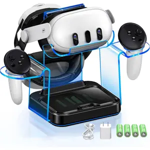 Dock Station for Quest 3 / 3S / 2 with 4 Rechargeable Controller   Station for  3 / 3s VR Headset Stand Accessories USB C  (S- Dock)