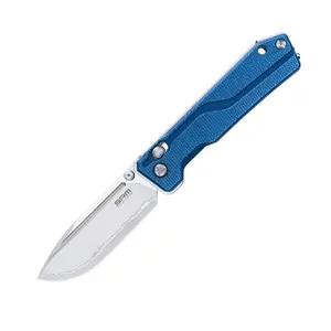 SRM Rubik 3.43" Laminated 140Cr Drop Point Crossbar Lock Folding Knife – Micarta Handle | Portable Pocket Knife with Clip for EDC Outdoor Use (7228B-ME2)