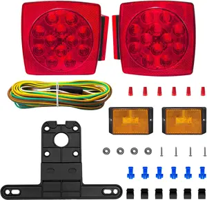 LED trailer lights Kit, 12V Submersible Tail Marker Lights Wiring Lamp Harness for Boat Car Truck RV Utility snowmobile turn signal license plate stop reverse Trailer Accessories