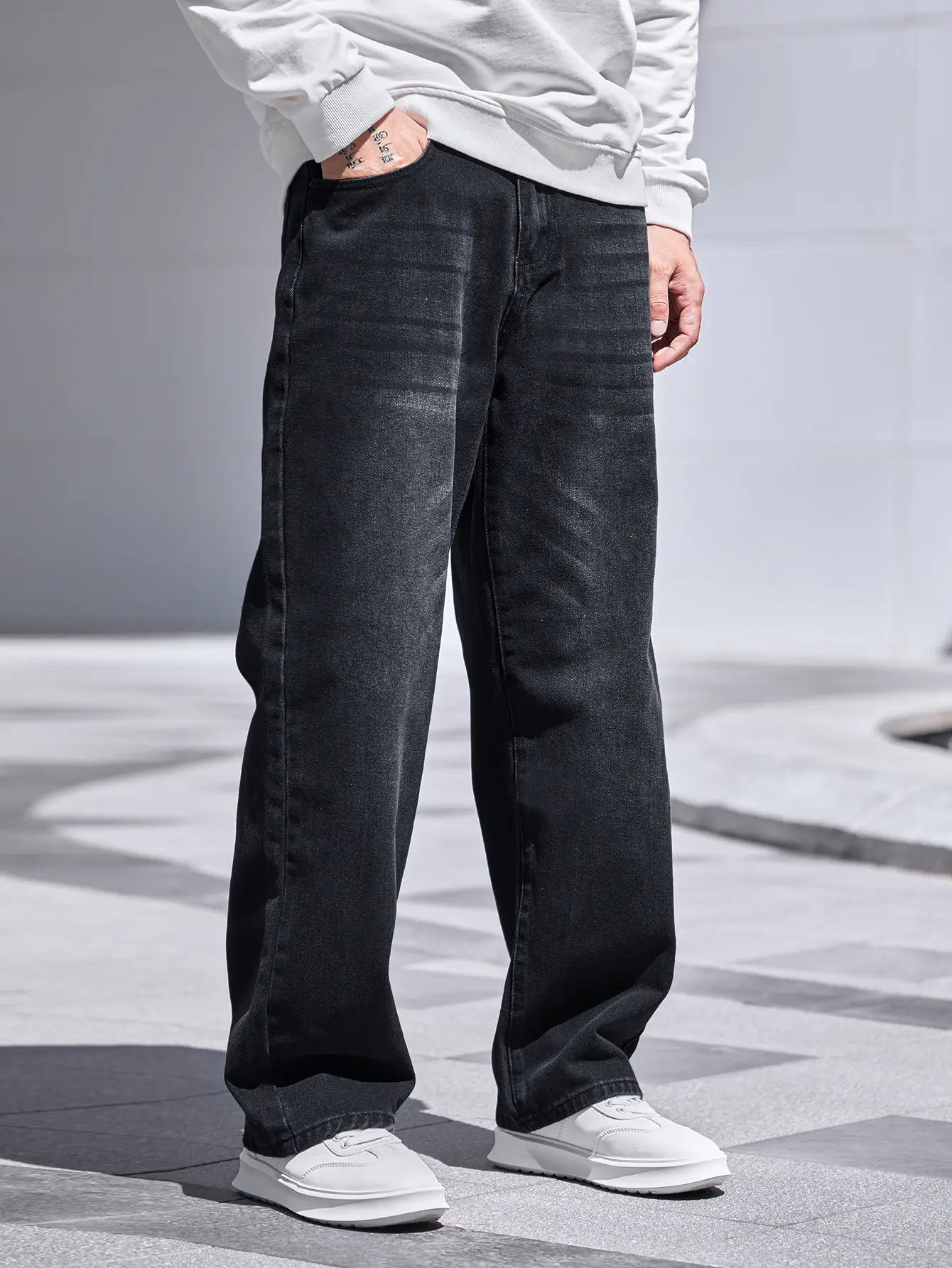 High Waist Loose Jeans Fall Baggy Straight Leg Denim Pants Trousers