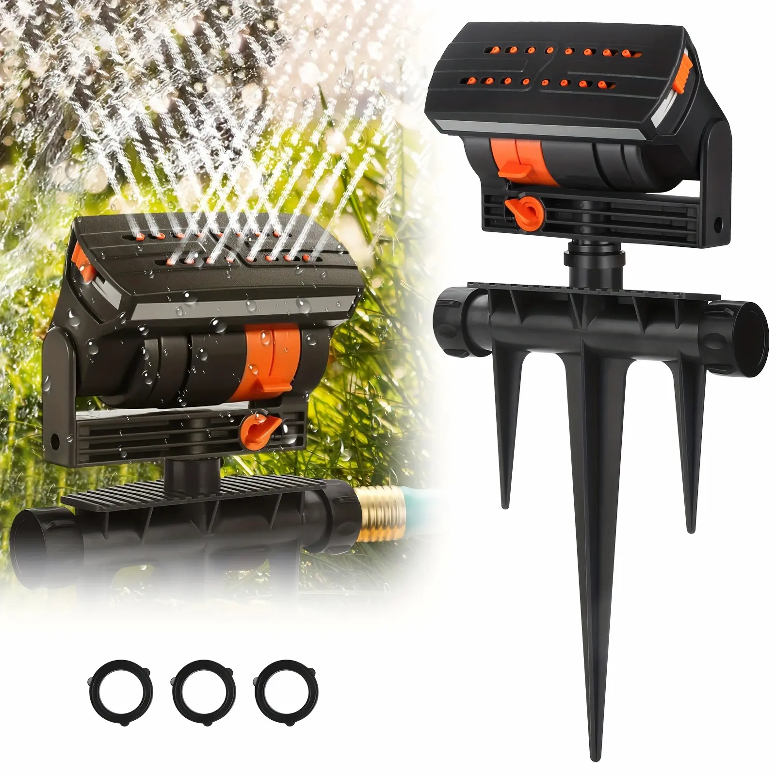 16-Hole Automatic Oscillating Sprinkler, Swing Sprinkler with Adjustable Spraying Range And Water Flow, Irrigation Tool for Garden And Agricultural Use