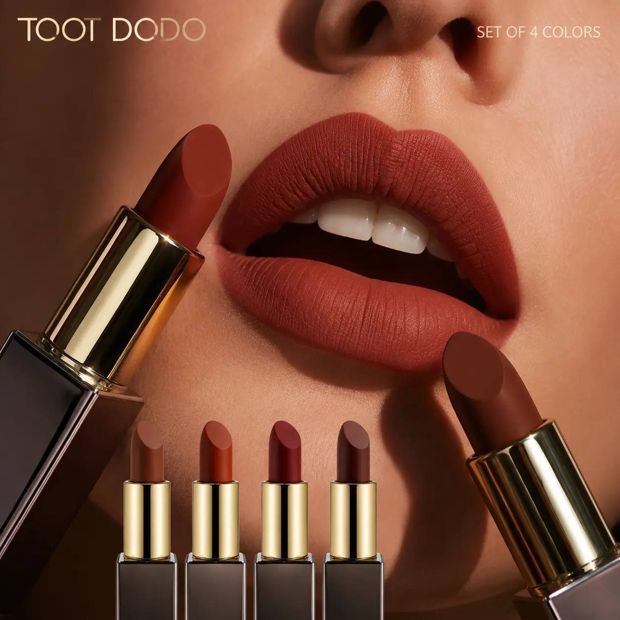 Creamy Matte Solid Lipstick in Mocha Red Brown - Long-Wearing, Transfer-Proof Earth Tone Lip Color with a Non-Drying, Alcohol-Free Formula for Women, Adults