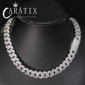 CARÁTIX -  15mm 4 Rows Cuban Chain Necklace White   Cz Prong Necklace  Cuban Link Chain For Men Valentine's Day Gift for Men & Girls & Boys Mothers' Day Gift #Springtok