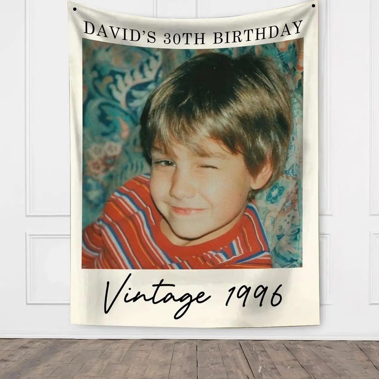 Personalized Birthday Party Tapestry Decor, 30th Birthday Party Banner, Custom Vintage Photo Birthday Party Background