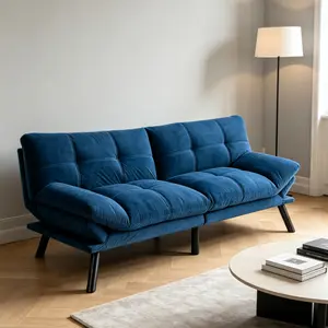Apartment-Ready Convertible Futon Sofa Bed, 2-Seater Velvet Couch for Small Spaces – Affordable Living Room Furniture, Ideal for Apartment Use