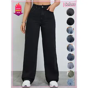 Women's Vintage Style Loose Fit Jeans, Mid-rised Straight Leg Casual Everyday Denim Jeans for Spring&Autumn, Classic Boyfriend Look, Bottom, Womenswear, Pants