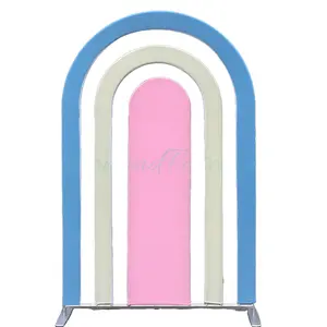 Wedding Backdrop Stand Milk Silk Material Dust Protection Rainbow Window Open Arch Cover 7.5Ft x 5Ft