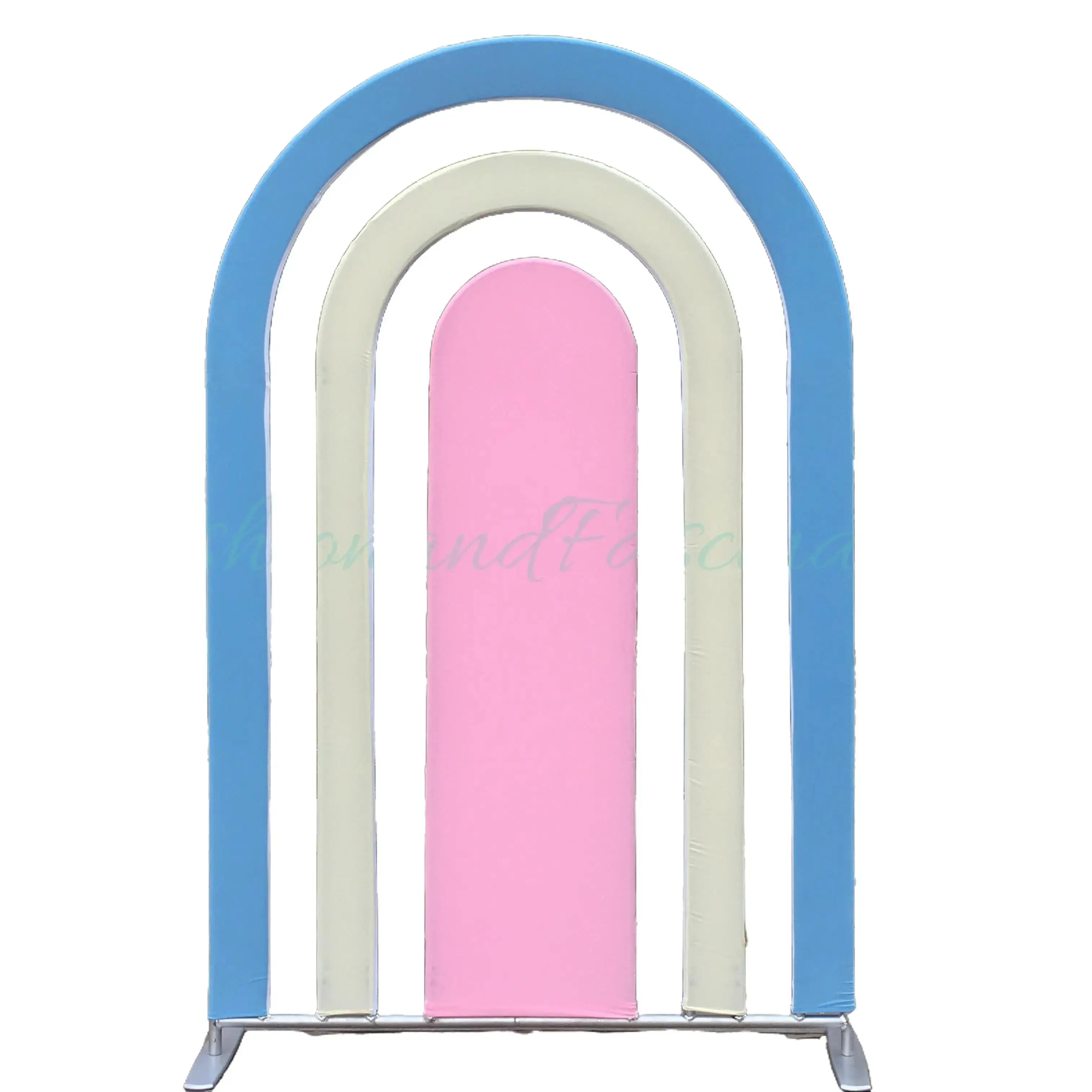 Wedding Backdrop Stand Milk Silk Material Dust Protection Rainbow Window Open Arch Cover 7.5Ft x 5Ft