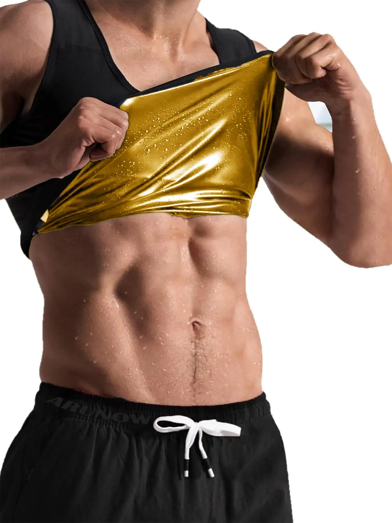 Sauna Shirt Sweat Suit Waist Trainer for Men, Slim-Fitting Compression Shapewear, Workout Gym Clothes for All Seasons, Sports Sauna Top, Athletic Tops, Athletic Training Apparel, Workout Sportswear, Sportswear Clothing