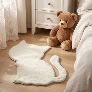 1pc Irregular Faux Fur Bedside Mat - TPR Base Office Runner Rug Minimalist Multi-Function Design | Early Prime Day Essential Gift
