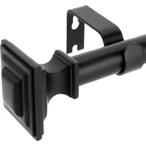 Curtain Rods for Windows 48 to 84 Inch(4-7 ),3/4" Diameter Black Drapery Rods with Square Finials,Size:36-88 Inch,Matte Black