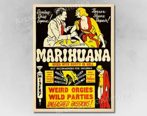 Marijuana 1930s Smoking Reefer Madness Vintage Style Movie Poster