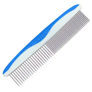 Dog Comb to Remove Tangles and Knots, Cat Comb with Stainless Steel Teeth and Non-Slip Handle, Dog Combs for Grooming Matting for Long Haired Dog, Cat and Other Pets. (Style 1) SUKETIL