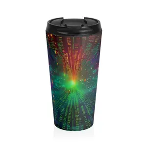 Binary Code Matrix Inspired Number Art  Stainless Steel Travel Mug Gift