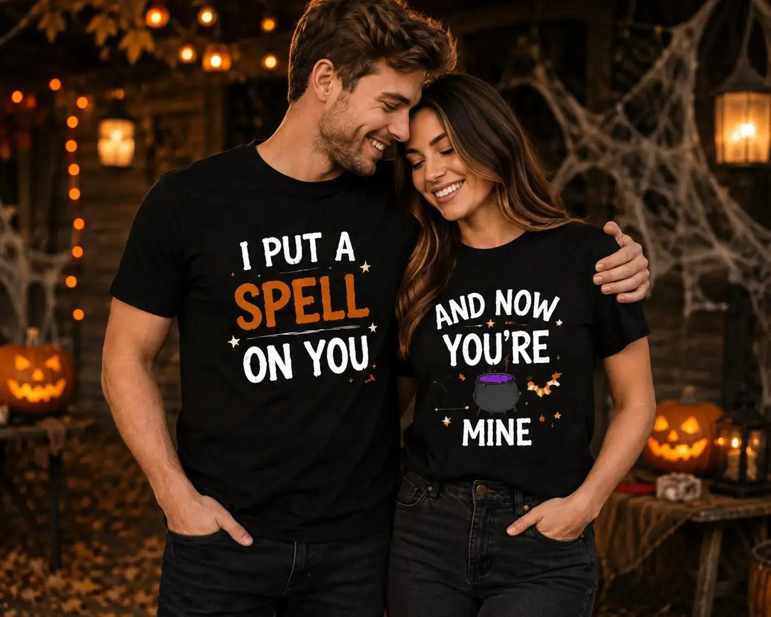 Funny Halloween Couples Shirt, I Put A Spell On You And Now Youre Mine Matching Halloween Costume Shirt