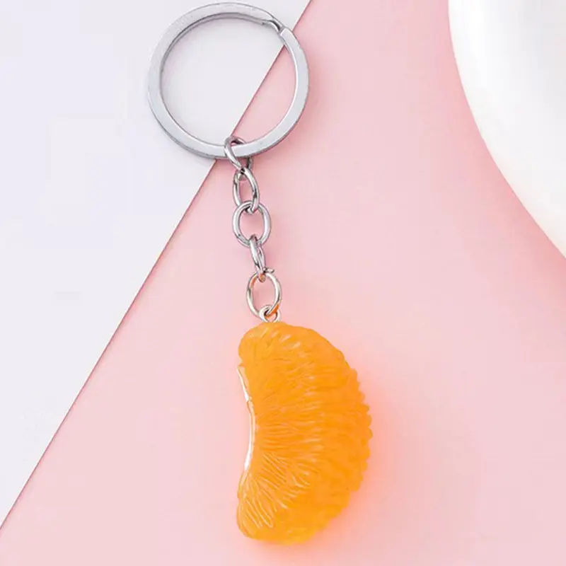Cute Orange Shaped Keychain, Novelty Keychain for Men & Women, Fashion Keychain for Bag, Car, Phone Decoration, Stylish Keychain, Keychain for Bags, Cute Keychain Accessory, Car Key Chains, Keychains Cute