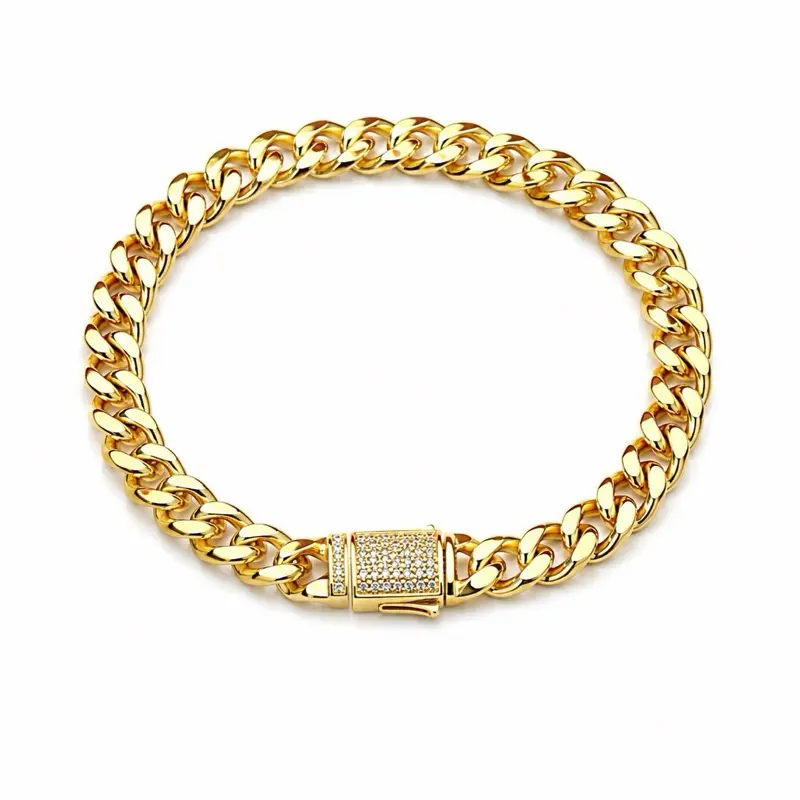 Royal Cuban Luxe Bracelet – 14K Gold Filled Cuban Link Bracelet with CZ Lock for Women