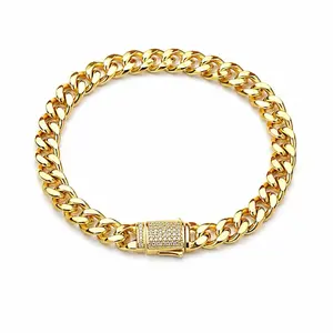 Royal Cuban Luxe Bracelet – 14K Gold Filled Cuban Link Bracelet with CZ Lock for Women