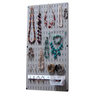 Jewelry Organizer Wall Hanging Jewelry Holder Necklace Rack - Gray Wall Mounted Jewelry Organizer