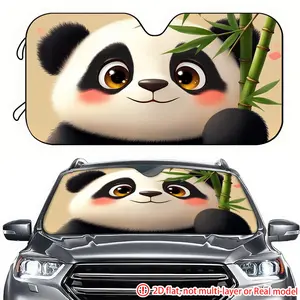 1pc cartoon panda bamboo car sun visor 2D high-definition printing, car sun visor effectively blocks sunlight, suitable for decorating the front windshield of RVs, trucks, and SUVs