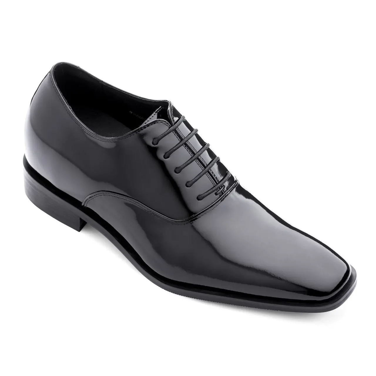 TOTO H6532B Men's Patent Leather Oxford Elevator Shoes - 3 Inches (7.6 cm) Height Increasing Formal Dress Shoes