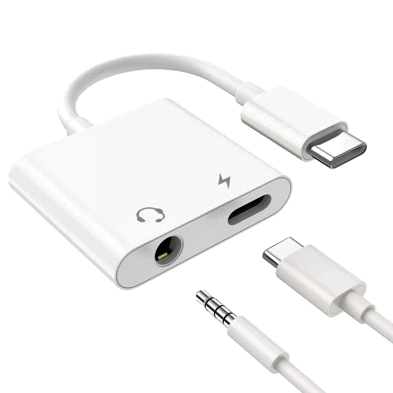 Headphone Adapter USB C and 3.5mm Plug to USB C Headset Splitter,Headphone Audio & Charger Compatible with Google Pixel 2/3xl,Samsung Tab and iPad (USB C+3.5mm to USB C)