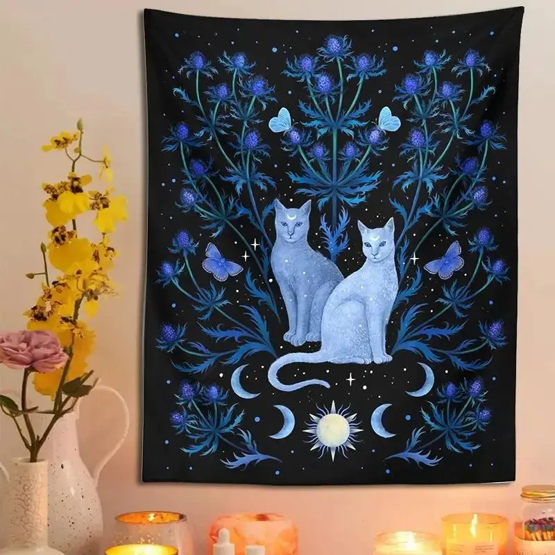 Decorative Cat Pattern Tapestry for Ramadan Decor, Modern Hanging Blanket, Mean Girls Decorations, Wall Art Poster for Home Bedroom Living Room, Happy Ramadan Decorations, Bedroom Accessories