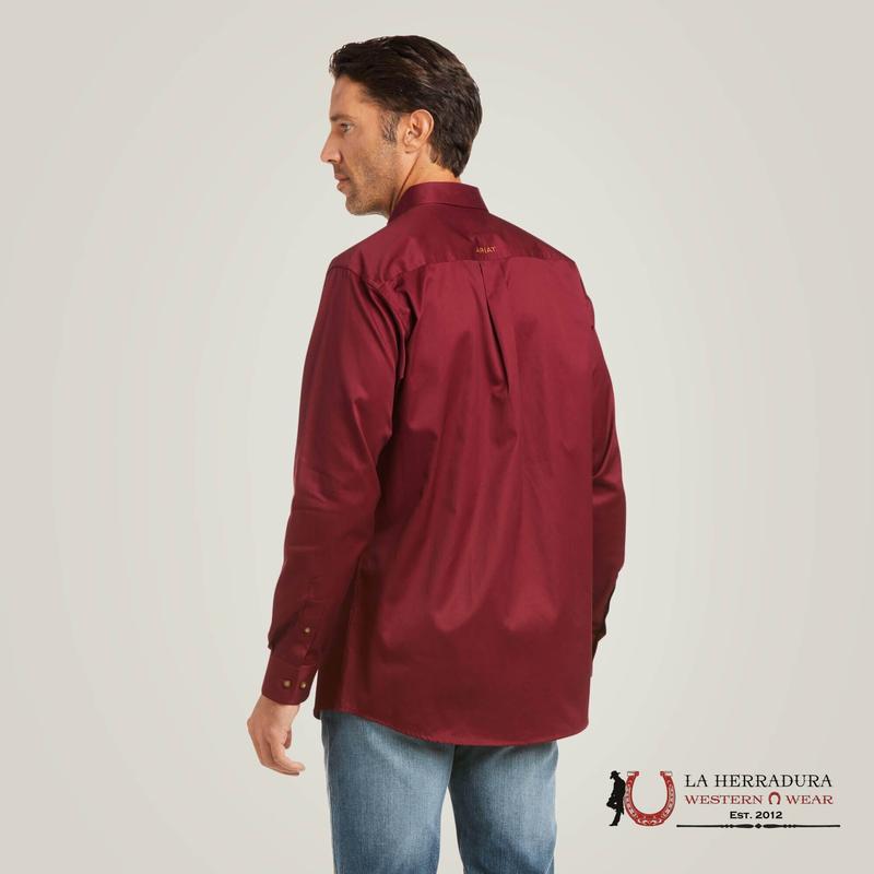 ARIAT TWILL FITED LONG SLEEVE SHIRT BURGUNDY - 10034226