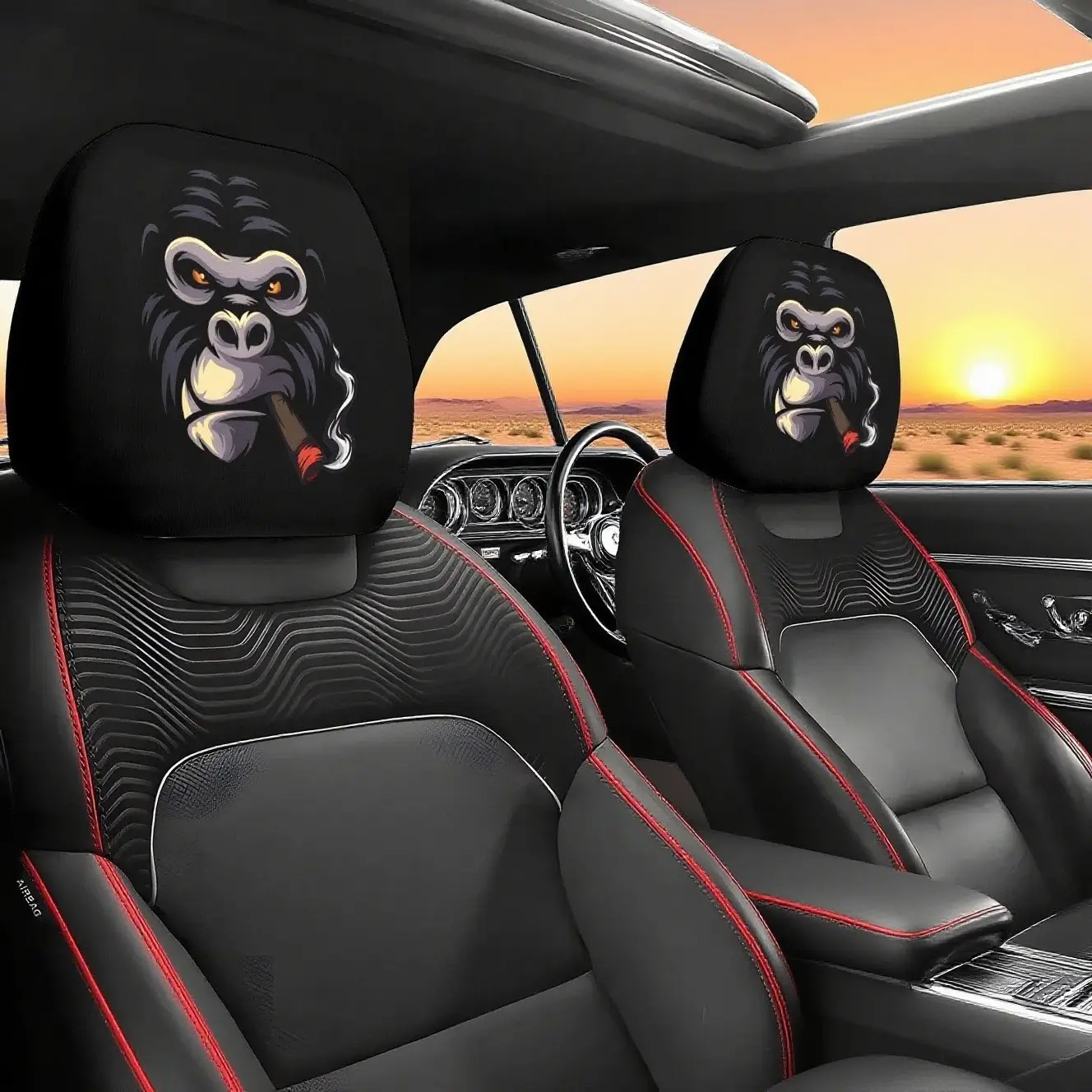 Halloween Horror Print Car Headrest Cover, No Filling, Comfortable Fashion Car Seat Headrest Protector, Car Seat Protectors, Suitable for Sedans, Trucks, Suvs, Easy Installation