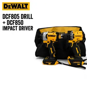DEWALT DCF805 Brushless Impact Drill With 90Nm Torque And DCF850 205Nm Impact Driver Combo Kit, Two  Tools For Versatile Screwdriving And Fastening In Construction And Workshop Environments.
