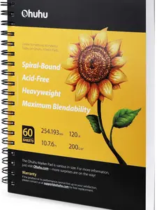 Ohuhu Marker Pads Art Sketchbook, 7.6"x10" Large Paper Size, 120LB/200GSM Heavy Smooth Drawing Papers, 60 Sheets/120 Pages, Spiral Bound Sketch Book for Alcohol Markers Christmas Gift