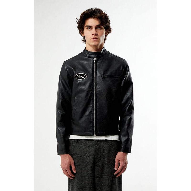 FORD Men's Cafe Racer Faux Leather Jacket