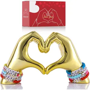 Gold Heart Hands Decor for Living Room Bedroom Bookshelf Coffe Table, Love Centerpieces Aesthetic Statue and Sculpture Boho Wedding Accents Decorations, Knick Knacks Home Decor for Shelves para
