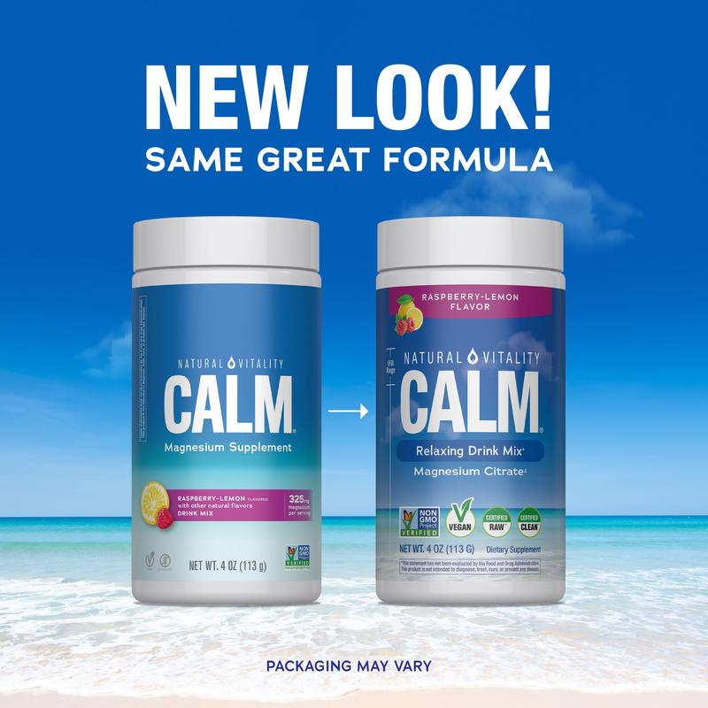 CALM 4 oz Relaxing Drink Mix - Raspberry Lemon Flavor - Magnesium Citrate Supplement -  4 oz (113 g) - 28 servings