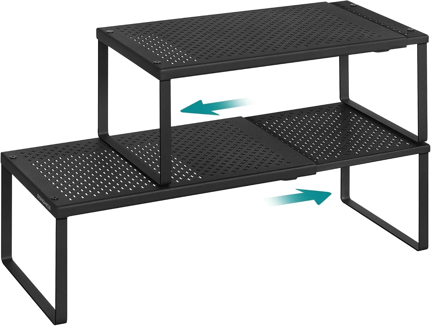 Racks, Set of 2 Expandable Kitchen Countertop Shelves, Small Cupboard Organizers, Metal, Space-Saving Tabletop Shelves, Matte Black UKCS402B01