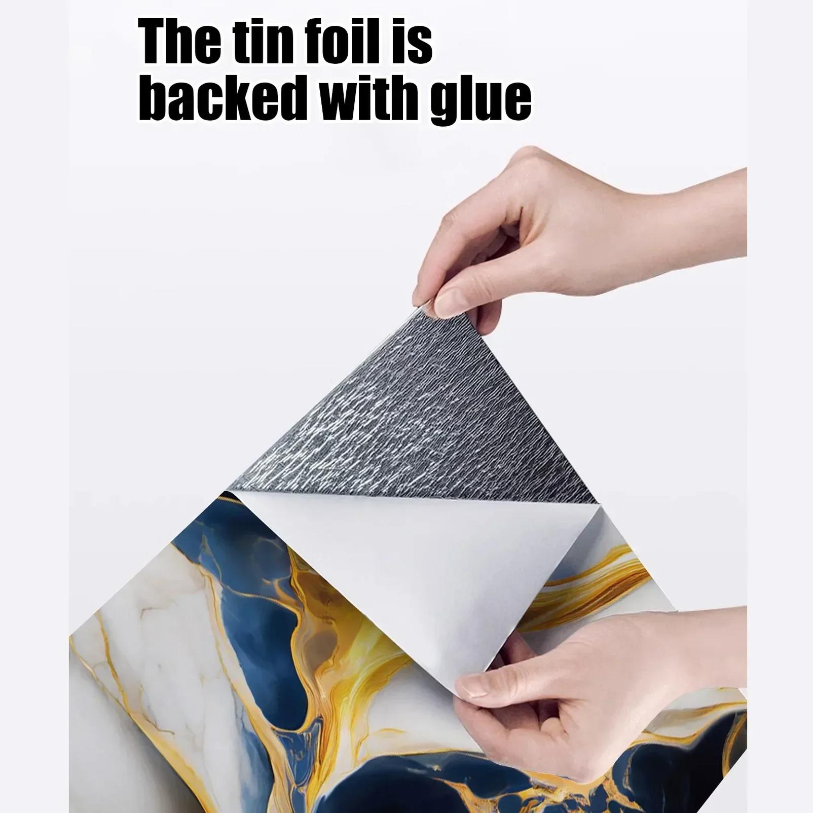 10-50PCS  Peel and Stick Marble Tile Stickers, Renter Friendly Self-Adhesive Wall Decals, Waterproof Decorative Tiles for Kitchen Backsplash Bathroom Home Decor