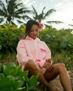 “Protect The Locals” Oversized “Shell-Pink” Embroidered Hoodie