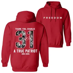 Thank You Charlie A True Patriot Legends Never Die Memorial Hoodie, Wear Red on C.K. Birthday October 14th as National Day of Remembrance for C.K. Hoodie, Graphic Design Unisex Hooded Sweater for Men for Women Menswear Womenswear - LORA ATCHER