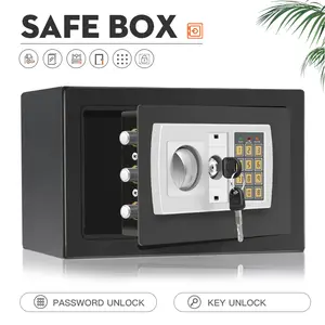 Home Safe Box with Dual Lock, Secure Safe for Money Jewelry Documents, Heavy-Duty Steel Personal Safe for Home Office Dorm Hidden Safe with Password & Key