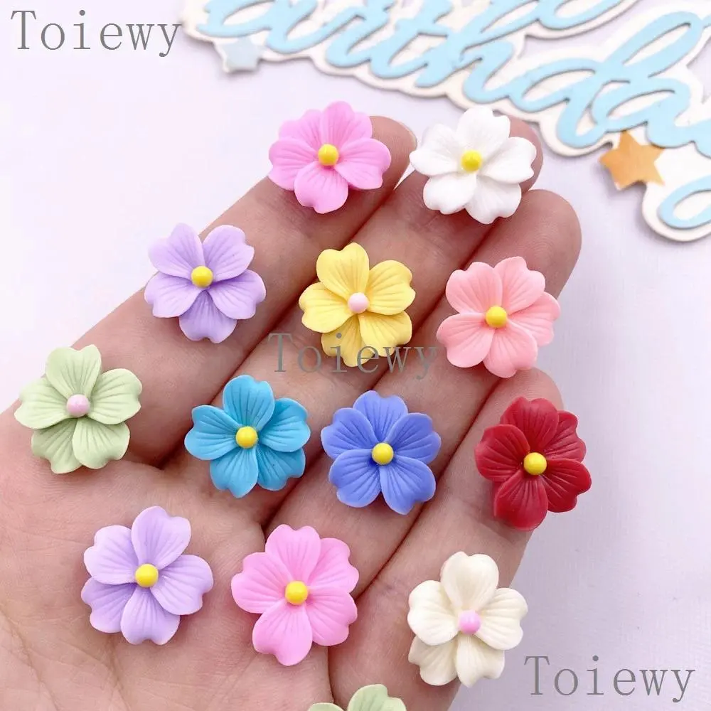 30Pcs Resin Kawaii Colorful 16mm Flower Flat back Stone Gem Scrapbook Materials Scrapbooking DIY Wedding Christmas Art Decor Jewelry Crafts Accessories