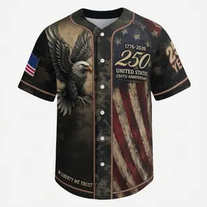 USA 250 Baseball Jersey Shirt – Patriotic Eagle Flag Graphic Tee, 250 Years of Freedom T-Shirt, 4th of July Independence Day Outfit Gift for Dad