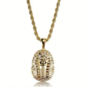 Trending Egyptian Pharaoh Head Pendant Necklace Vintage Hip Hop Jewelry for Men Retro Statement Piece