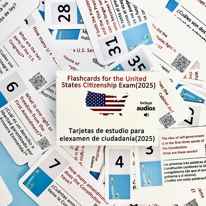 Includes Audio QR Code | U.S. Civics Test Flash Card Combo Set ...