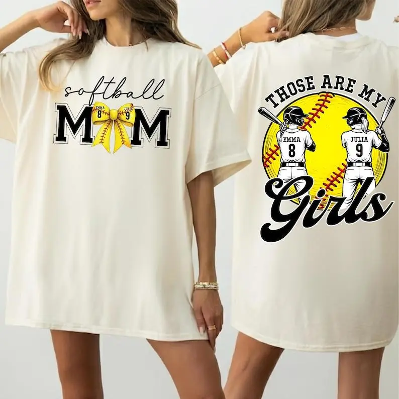 Personalized Softball Shirt, Softball Mom Shirt, Those Are My Girls Shirt, Custom with number and name Shirt, Softball Shirt, Mom Hoodie