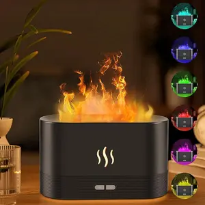 Colorful Simulated Flame Air Aroma Diffuser Humidifier, USB Powered Humidifier, Noiseless Essential Oil Diffuser for Home, Office, Yoga, Fireplace Humidifier