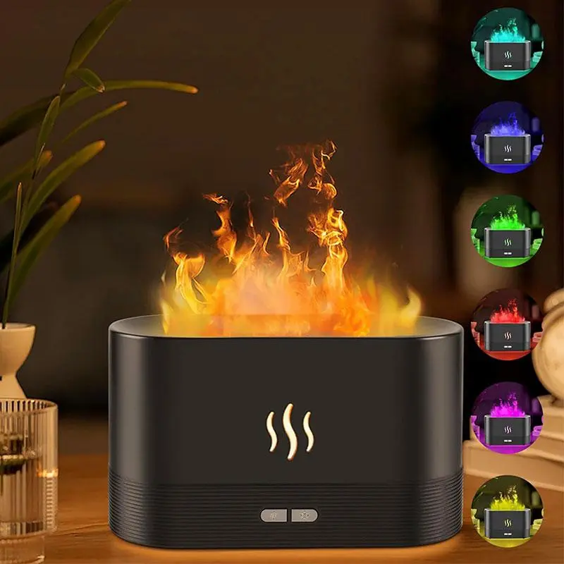 Colorful Simulated Flame Air Aroma Diffuser Humidifier, USB Powered Humidifier, Noiseless Essential Oil Diffuser for Home, Office, Yoga, Fireplace Humidifier, Fragrance Machine, Humidifier Diffusers, Aromatherapy Humidifier