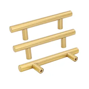 10 Pack Gold Cabinet Handles Brushed Brass Drawer Pulls Gold Cabinet Pulls 3 inch - LS201GD76 Kitchen Cabinet Door Handles and Knobs Bathroom Bedroom Furniture Handles Stainless Steel