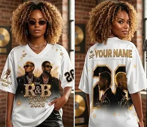 Men's R&B Tour Inspired FootballJersey mixed mesh, Hip Hop Concert Shirt, Urban Streetwear Graphic, Shirt Unisex