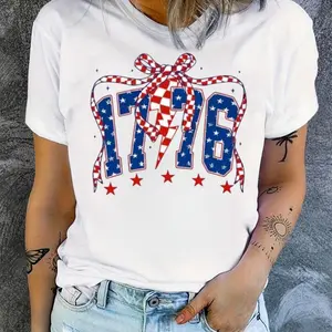 1776 Bow Patriotic DTF Heat Transfer July 4th Iron-On Acrylic Patch for T-Shirts, Sweatshirts, Bags, Washable Durable Fabric Sticker, Summer Design, Fun Decoration, Fashionable Clothing Accessory, 10-Inch